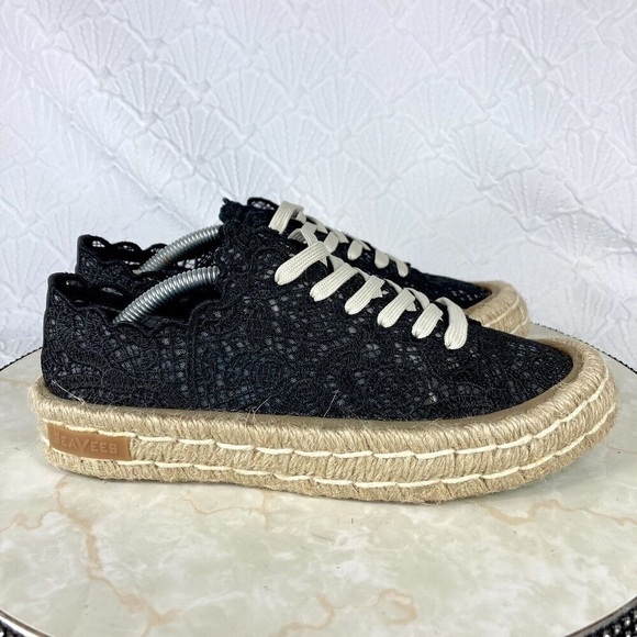SeaVees Shoes - SeaVees Espadrille Sneakers Womens Size 7 Black Lace Upper Comfort Low Top Shoes